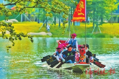 調蓄工程開閘匯水，城市生態綠軸呈現  “大美”晉安湖公園開園