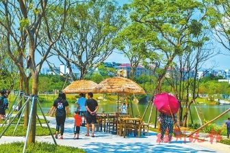 調蓄工程開閘匯水，城市生態綠軸呈現  “大美”晉安湖公園開園
